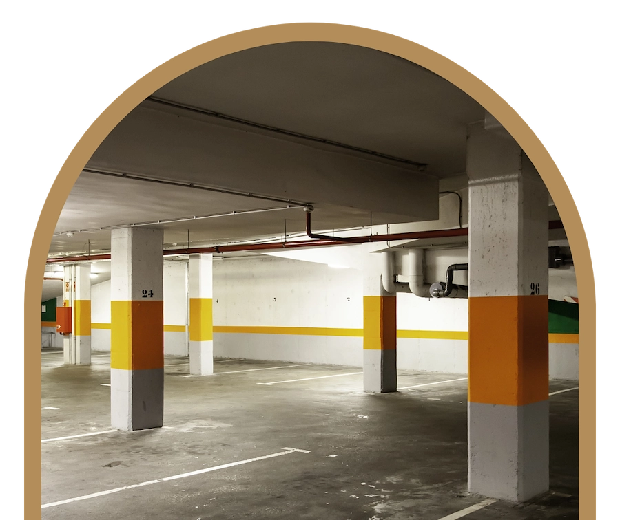 Bild som visar ett parkeringsgarage