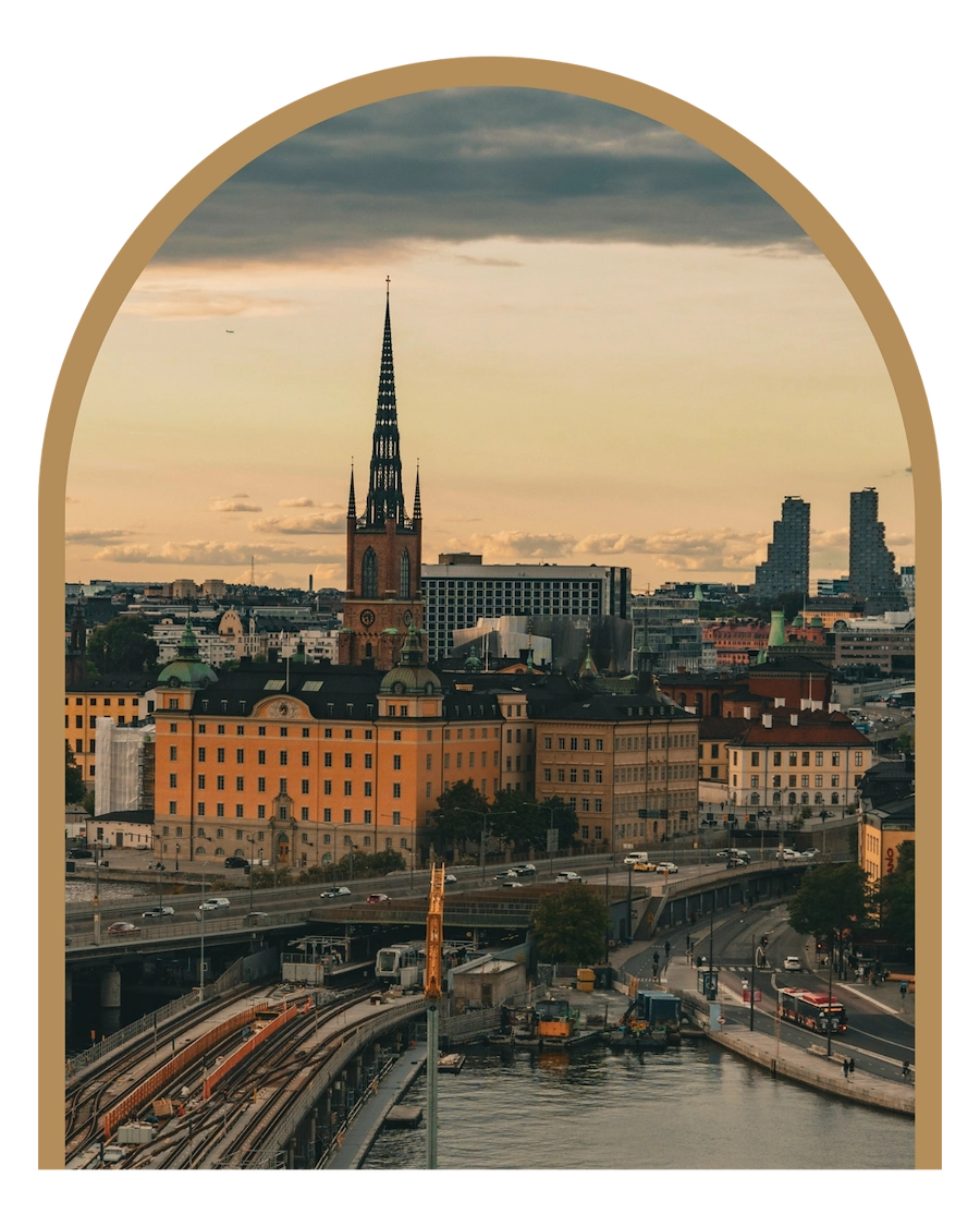 Utsikt från Södermalm mot Slussen och Gamla Stan